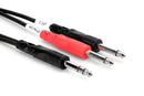 Hosa STP-203 Insert Cable, 1/4 in TRS to Dual 1/4 in TS, 3 m
