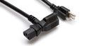 Hosa PWD-401 Power Cord, Piggyback IEC C13 to NEMA 5-15P, 1 ft