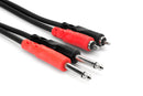 Hosa CPR-202 Stereo Interconnect, Dual 1/4 in TS to Dual RCA, 2 m