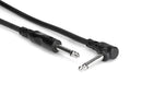 Hosa CPP-110R Unbalanced Interconnect, 1/4 in TS to Right-angle 1/4 in TS, 10 ft