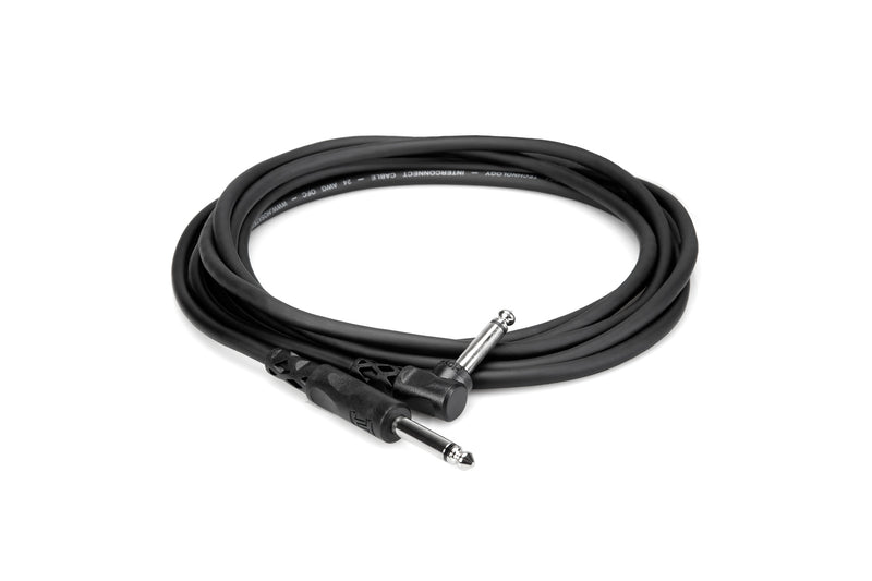 Hosa CPP-110R Unbalanced Interconnect, 1/4 in TS to Right-angle 1/4 in TS, 10 ft