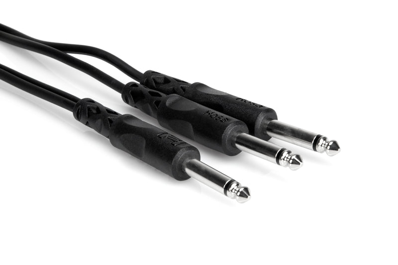 Hosa CYP-103 Y Cable, 1/4 in TS to Dual 1/4 in TS, 3 ft