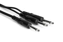 Hosa CYP-105 Y Cable, 1/4 in TS to Dual 1/4 in TS, 5 ft