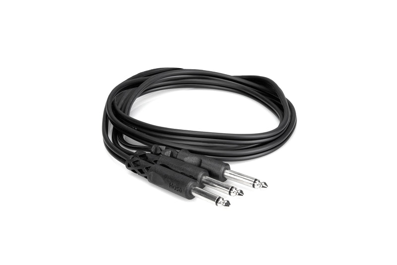 Hosa CYP-105 Y Cable, 1/4 in TS to Dual 1/4 in TS, 5 ft