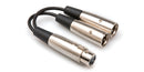 Hosa YXM-121 Y Cable, XLR3F to Dual XLR3M, 6 in