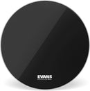 Evans EQ3 Black Bass Drum Head, No Port, 16"