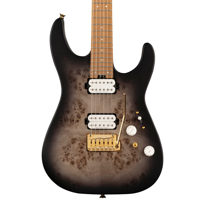Charvel Pro-Mod DK24 HH 2PT CM Poplar Burl - Caramelized Maple Fingerboard, Transparent Black Burst