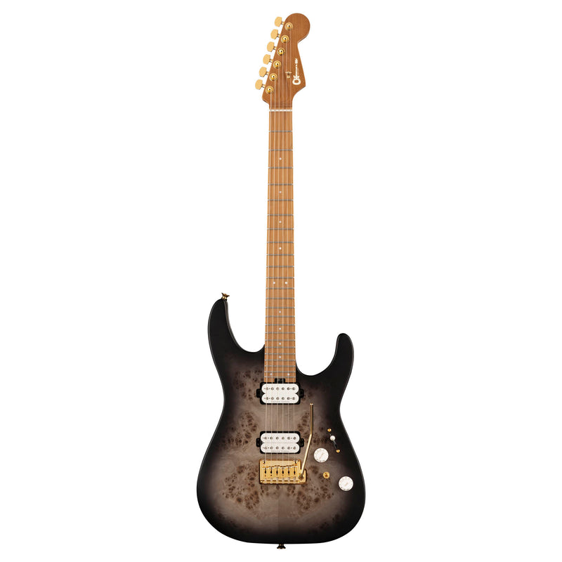 Charvel Pro-Mod DK24 HH 2PT CM Poplar Burl - Caramelized Maple Fingerboard, Transparent Black Burst