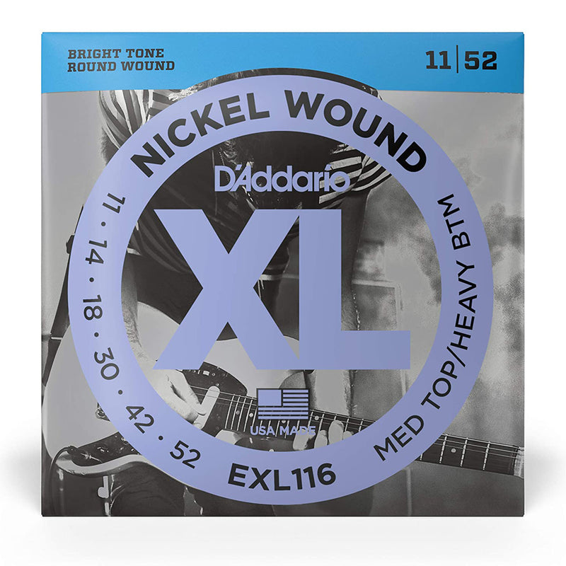 D'Addario EXL116 XL Nickel Wound Electric Guitar Strings - 11-52 Medium Top/Heavy Bottom