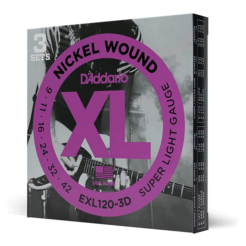D'Addario EXL120 XL Nickel Wound Electric Guitar Strings - 9-42 Super Light