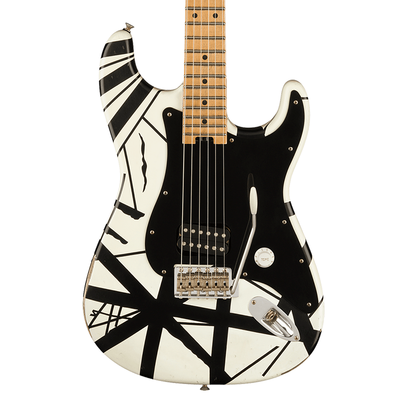 EVH Striped Series '78 Eruption - Maple Fingerboard, White with Black Stripes Relic