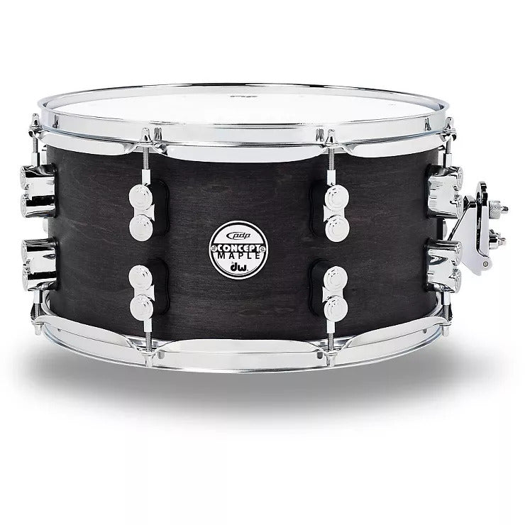 PDP Concept Series Black Wax Maple Snare 7x13 Satin Black w/Chrome Hardware