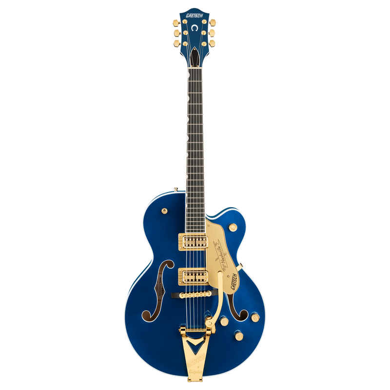 Gretsch G6120TG Players Edition Nashville Hollow Body with String-Thru Bigsby and Gold Hardware - Ebony Fingerboard, Azure Metallic