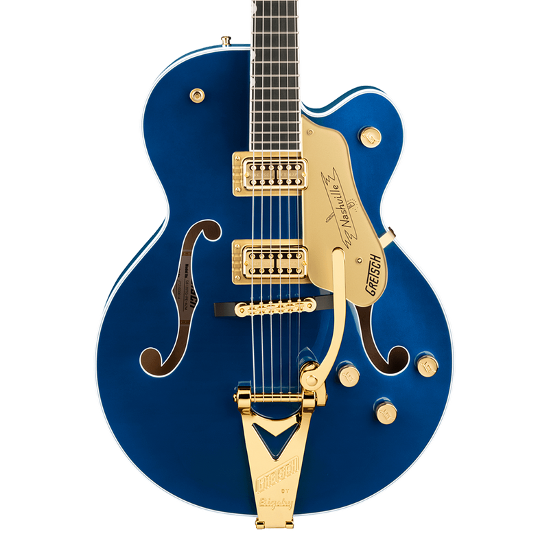Gretsch G6120TG Players Edition Nashville Hollow Body with String-Thru Bigsby and Gold Hardware - Ebony Fingerboard, Azure Metallic