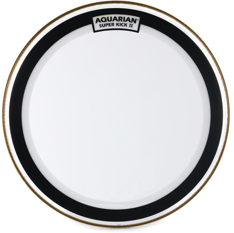 Aquarian Superkick II, White Texture Coated Double Ply Bass Drumhead with SK Floating Muffle Ring - 22"