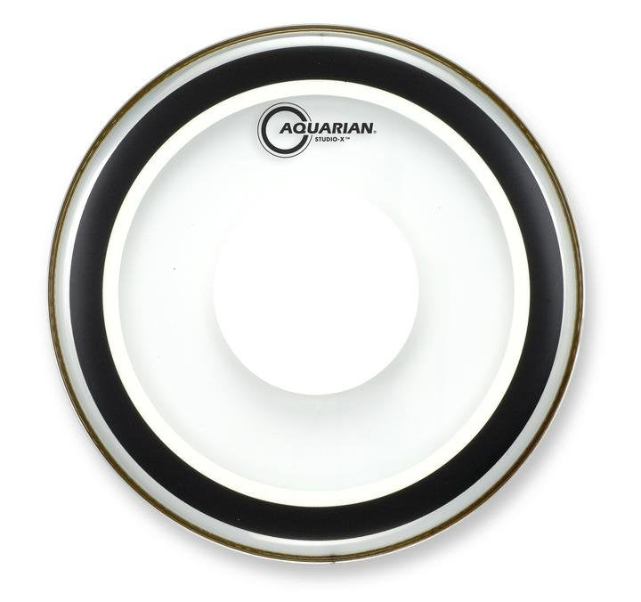 Aquarian Studio-X Clear 10mil Single Ply Drumhead with X Ring and Power Dot, 18"