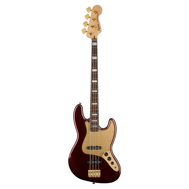 Squier 40th Anniversary Jazz Bass - Gold Edition, Laurel Fingerboard, Ruby Red Metallic