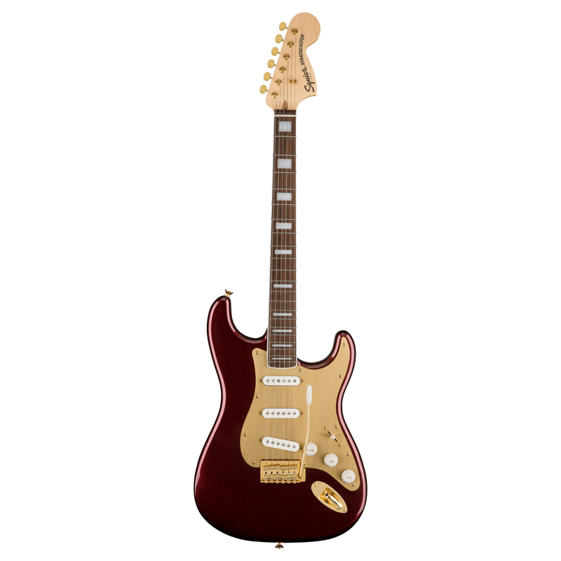 Squier 40th Anniversary Stratocaster - Gold Edition, Laurel Fingerboard, Ruby Red Metallic