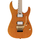 Charvel Pro-Mod DK24 HH FR M Mahogany with Quilt Maple - Maple Fingerboard, Dark Amber