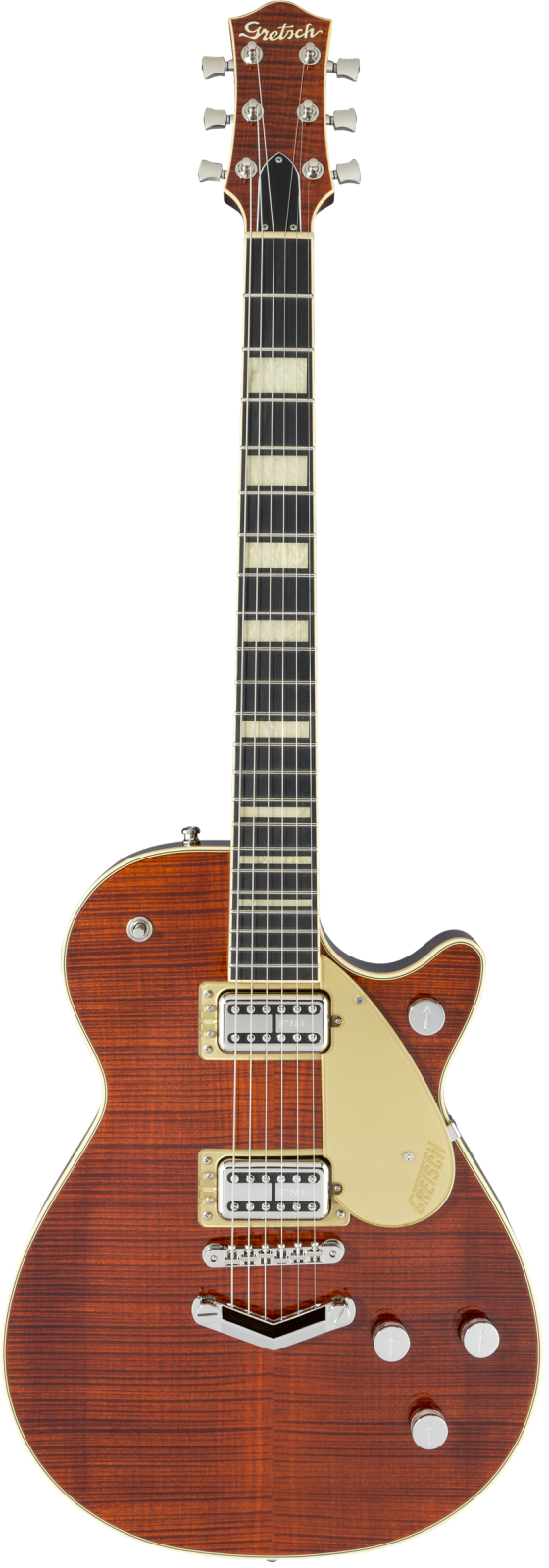 Gretsch G6228FM Players Edition Jet BT with V-Stoptail and Flame Maple - Ebony Fingerboard, Bourbon Stain