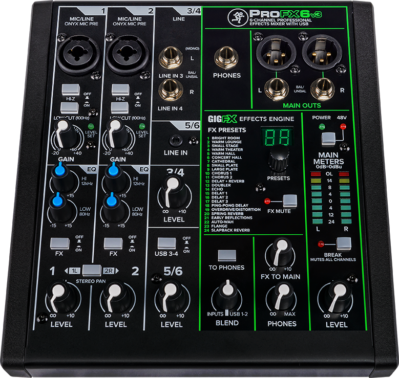 Mackie ProFX6v3 6 Channel Professional Effects Mixer With Usb