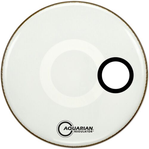 Aquarian Regulator Off-Set Hole Gloss White Bass Drum Head, 24"