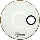 Aquarian 18" Regulator, White Video Gloss Resonant Bass Drumhead with Small Muffle Ring and 4.75" Offset Port