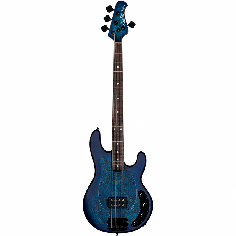 Sterling by Music Man StingRay - Poplar Burl Top - Neptune Blue Satin